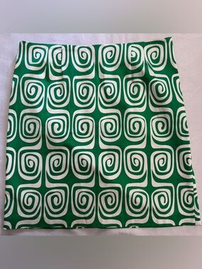 Like New Lesley Evers Penny Cotton Pencil Skirt - Green Swirls Size Large